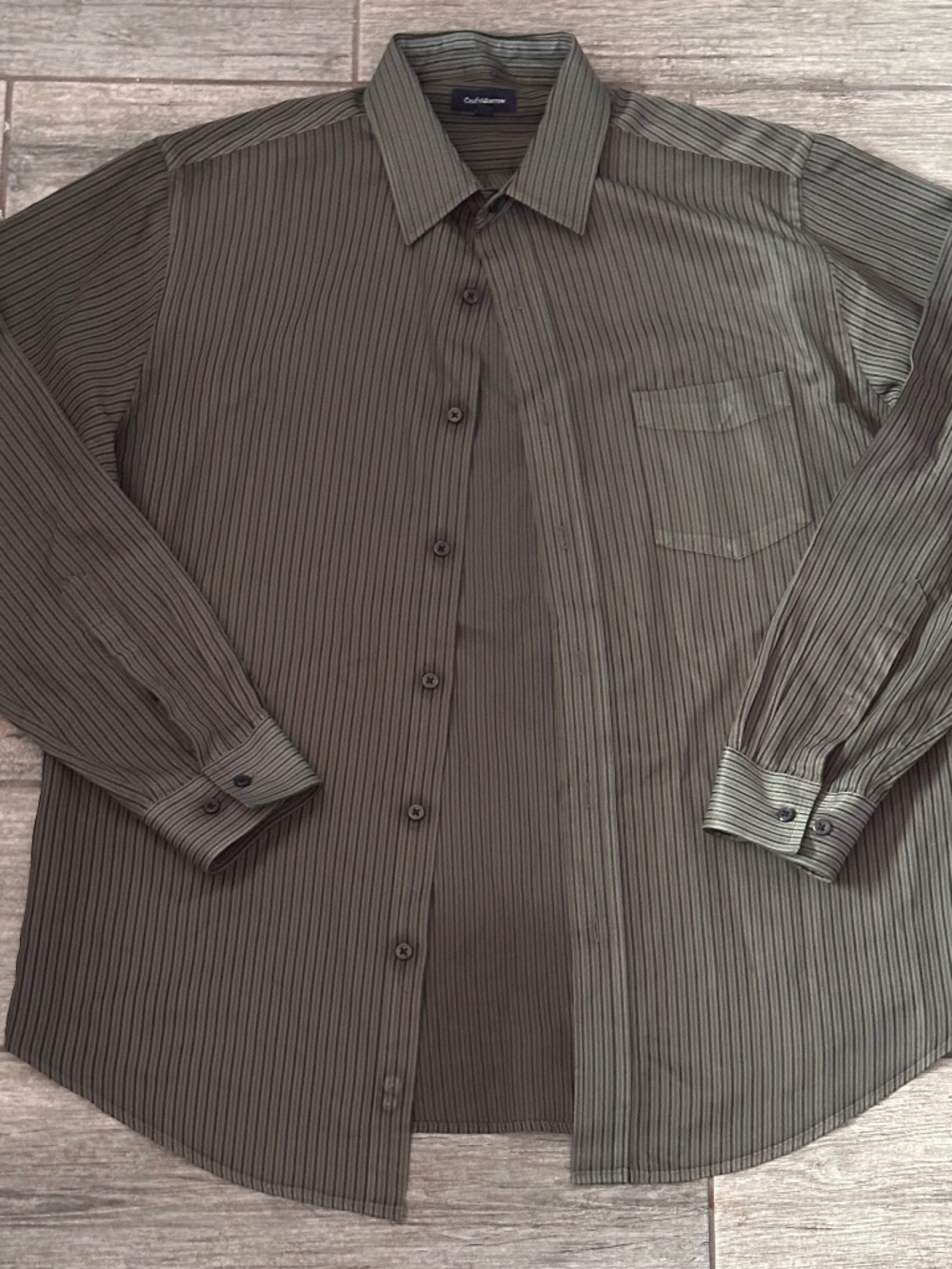 Vintage Croft & Barrow Green Pinstripe Button up Shirt Green/ Size Large